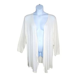 J Jill Wearever Collection Womens Sweater Size 3X Cream Open Drape Front